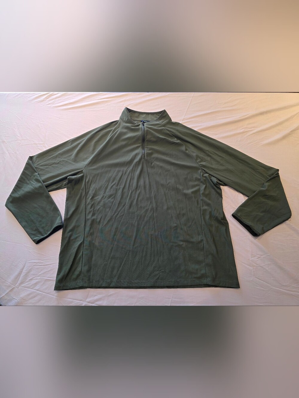 Ben Sherman Sport Pullover Sz XXL Green 1/4 Zip Mock Neck UPF 50 Stretch Top